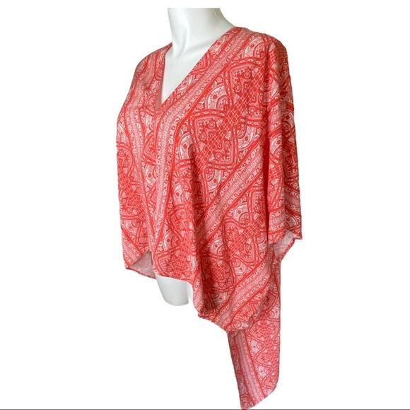 EyeShadow high-low orange and white shawl kimono - Picture 2 of 6